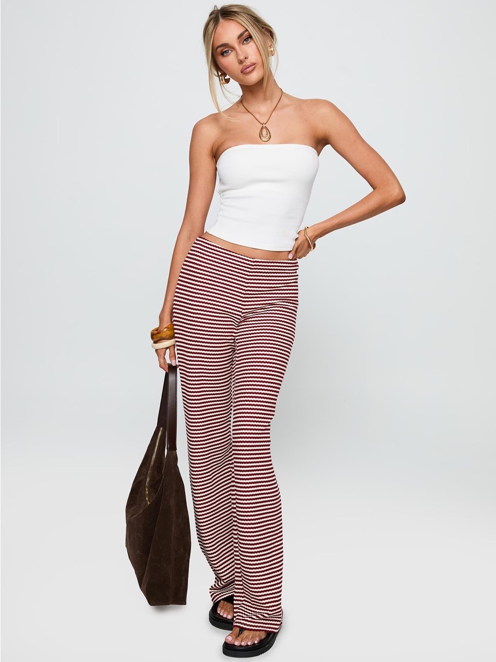NWT Princess Polly Next To Me Lounge Pant Red/White Stripe